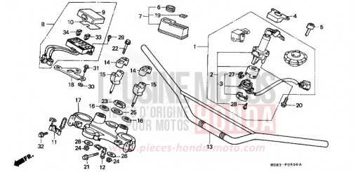 HANDLE PIPE/TOP BRIDGE XRV650K de 1989